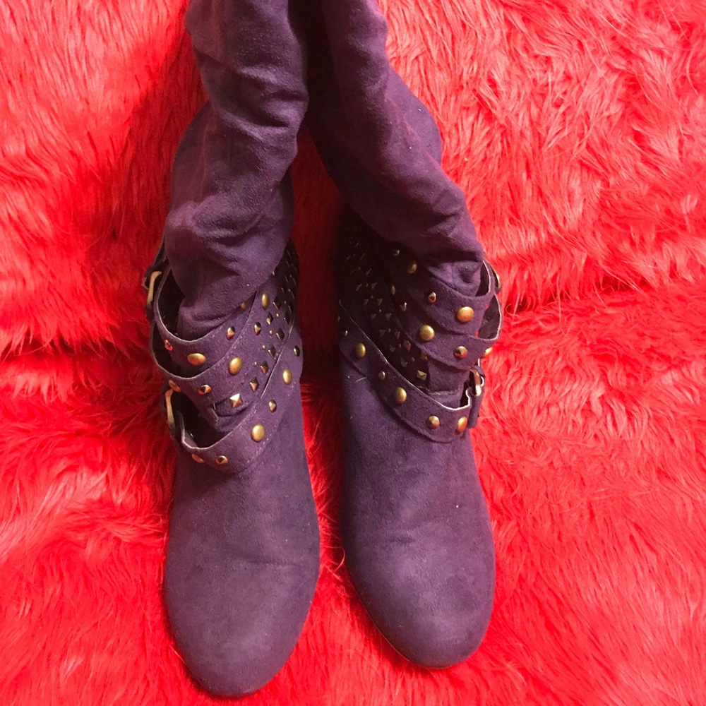 Purple Suede Calf High Boot